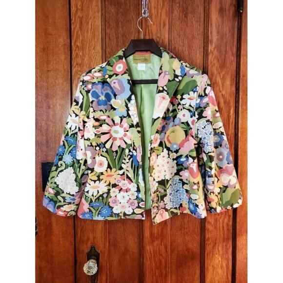 Vintage Painted Pony Floral Print Cotton Jacket Large SP - Picture 1 of 6